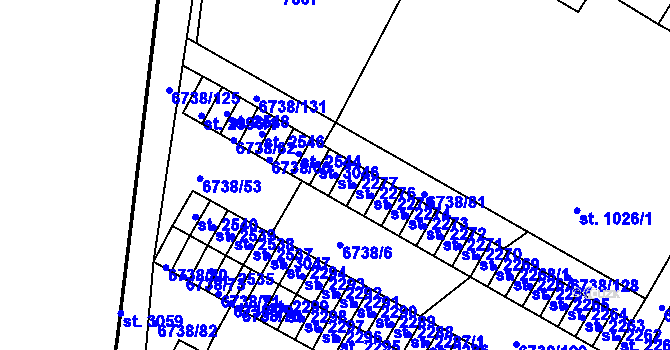 Parcela st. 2277 v KÚ Napajedla, Katastrální mapa