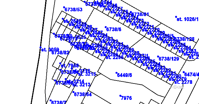 Parcela st. 2296 v KÚ Napajedla, Katastrální mapa