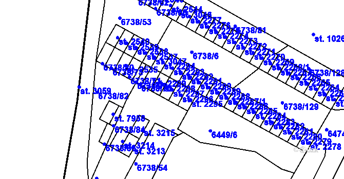 Parcela st. 2297 v KÚ Napajedla, Katastrální mapa