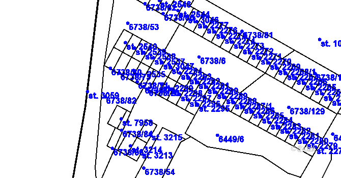 Parcela st. 2298 v KÚ Napajedla, Katastrální mapa