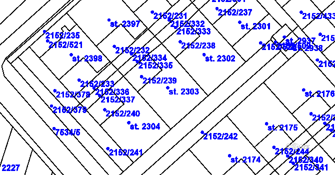 Parcela st. 2303 v KÚ Napajedla, Katastrální mapa