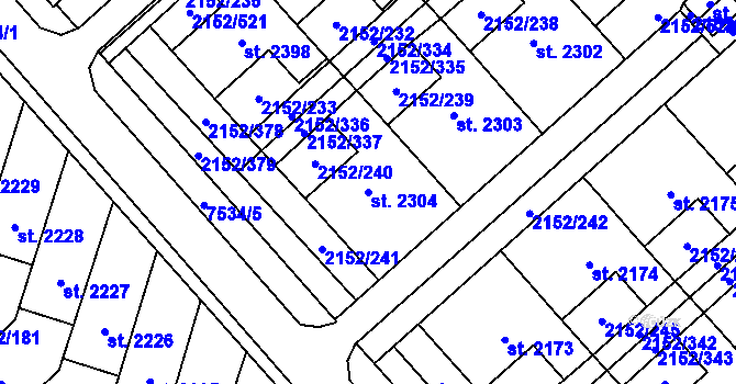 Parcela st. 2304 v KÚ Napajedla, Katastrální mapa