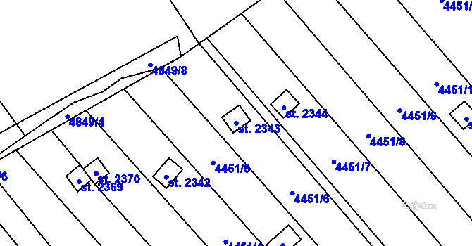 Parcela st. 2343 v KÚ Napajedla, Katastrální mapa