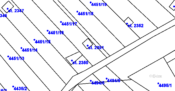 Parcela st. 2351 v KÚ Napajedla, Katastrální mapa