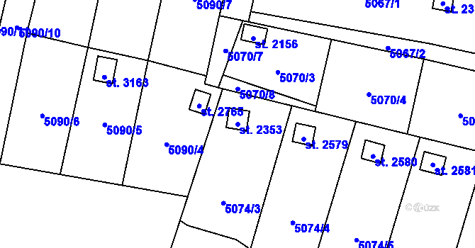 Parcela st. 2353 v KÚ Napajedla, Katastrální mapa