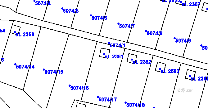 Parcela st. 2361 v KÚ Napajedla, Katastrální mapa