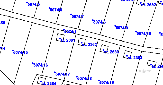 Parcela st. 2362 v KÚ Napajedla, Katastrální mapa