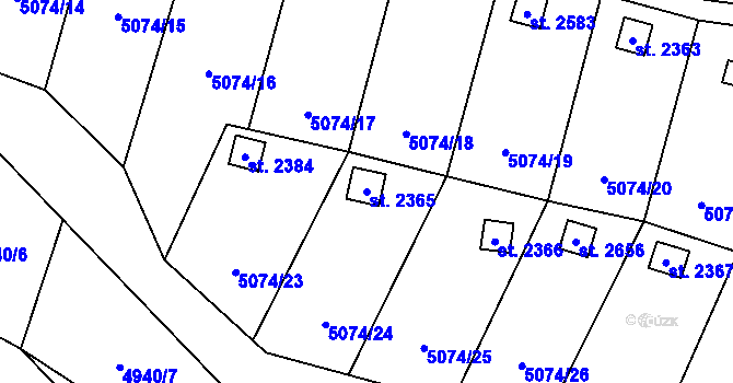 Parcela st. 2365 v KÚ Napajedla, Katastrální mapa