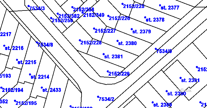 Parcela st. 2381 v KÚ Napajedla, Katastrální mapa