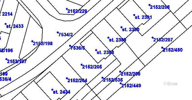 Parcela st. 2388 v KÚ Napajedla, Katastrální mapa