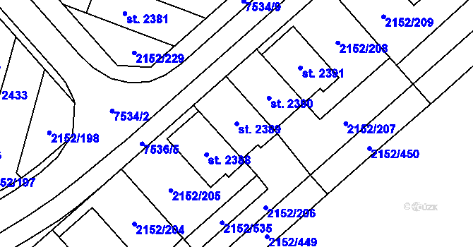 Parcela st. 2389 v KÚ Napajedla, Katastrální mapa