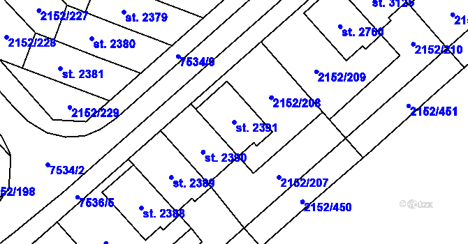 Parcela st. 2391 v KÚ Napajedla, Katastrální mapa