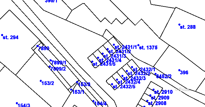 Parcela st. 2431/3 v KÚ Napajedla, Katastrální mapa