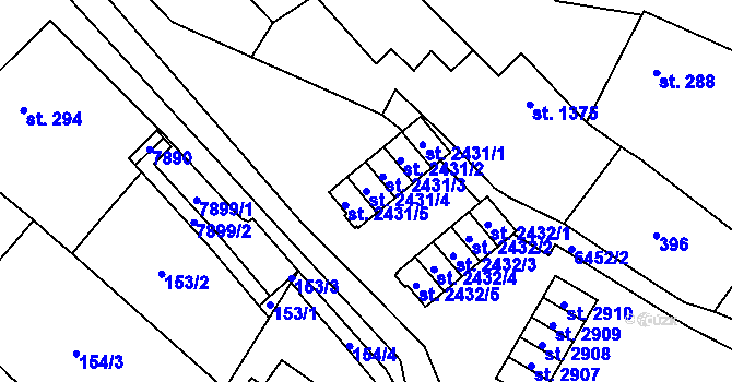 Parcela st. 2431/4 v KÚ Napajedla, Katastrální mapa