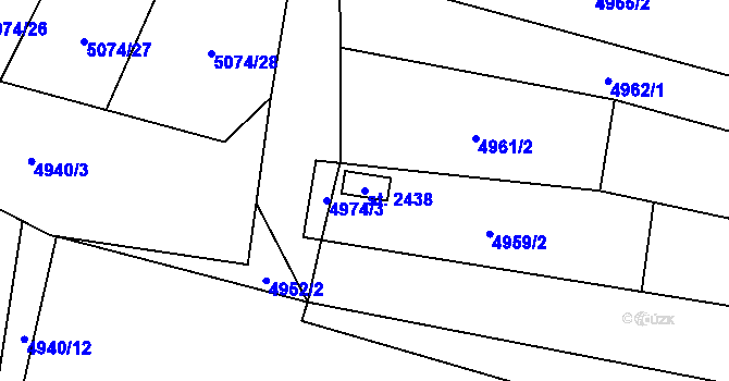 Parcela st. 2438 v KÚ Napajedla, Katastrální mapa