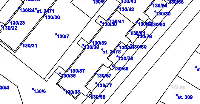 Parcela st. 2478 v KÚ Napajedla, Katastrální mapa