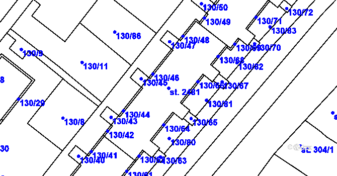 Parcela st. 2481 v KÚ Napajedla, Katastrální mapa