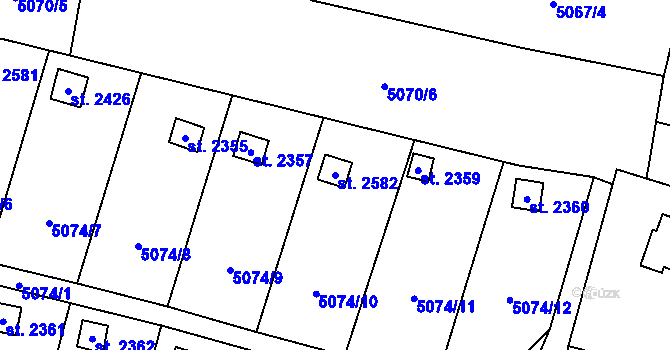 Parcela st. 2582 v KÚ Napajedla, Katastrální mapa