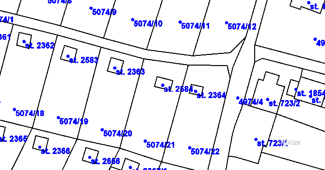 Parcela st. 2584 v KÚ Napajedla, Katastrální mapa