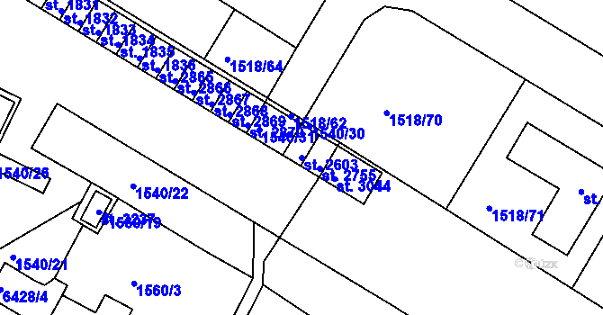 Parcela st. 2603 v KÚ Napajedla, Katastrální mapa