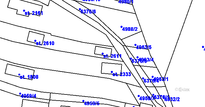 Parcela st. 2611 v KÚ Napajedla, Katastrální mapa