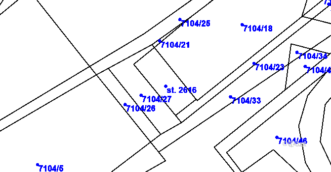 Parcela st. 2616 v KÚ Napajedla, Katastrální mapa