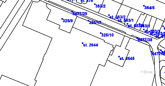 Parcela st. 2644 v KÚ Napajedla, Katastrální mapa