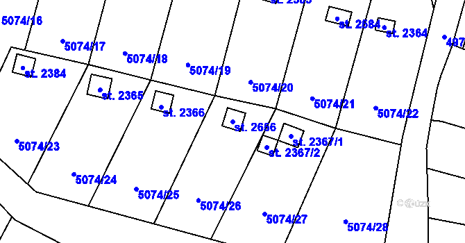 Parcela st. 2656 v KÚ Napajedla, Katastrální mapa