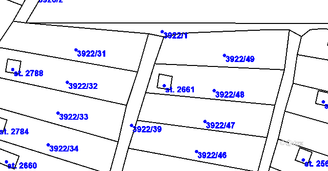 Parcela st. 2661 v KÚ Napajedla, Katastrální mapa
