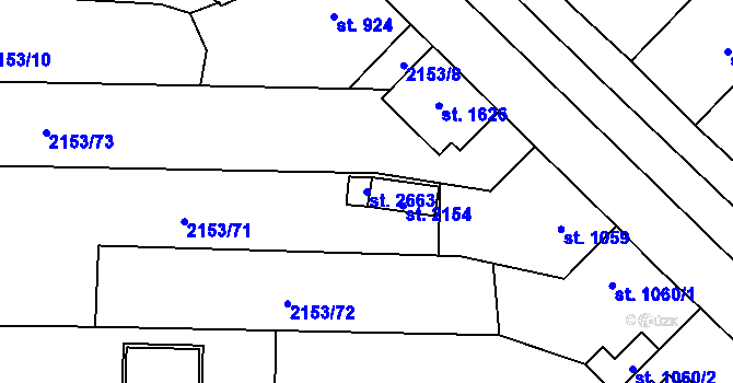 Parcela st. 2663 v KÚ Napajedla, Katastrální mapa