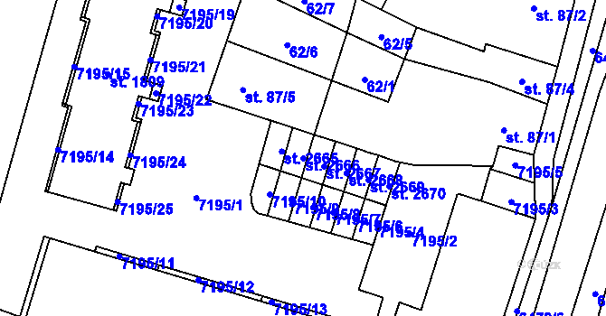 Parcela st. 2666 v KÚ Napajedla, Katastrální mapa