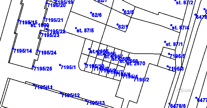 Parcela st. 2667 v KÚ Napajedla, Katastrální mapa