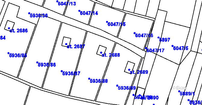 Parcela st. 2688 v KÚ Napajedla, Katastrální mapa
