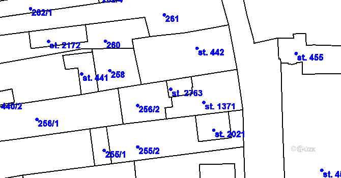 Parcela st. 2763 v KÚ Napajedla, Katastrální mapa