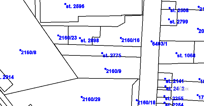 Parcela st. 2775 v KÚ Napajedla, Katastrální mapa