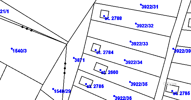 Parcela st. 2784 v KÚ Napajedla, Katastrální mapa