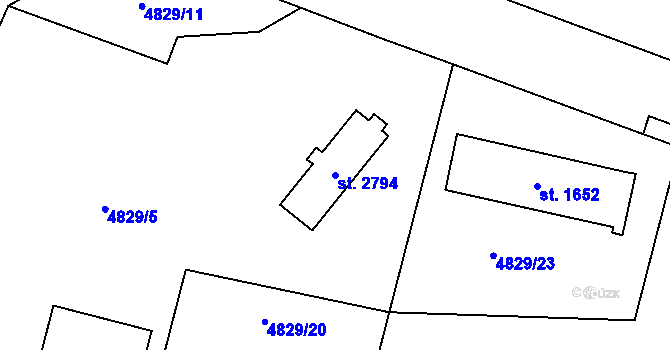 Parcela st. 2794 v KÚ Napajedla, Katastrální mapa