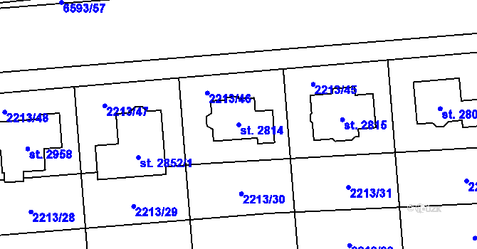 Parcela st. 2814 v KÚ Napajedla, Katastrální mapa