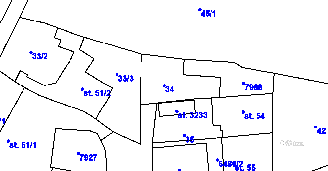 Parcela st. 34 v KÚ Napajedla, Katastrální mapa