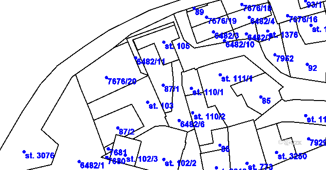 Parcela st. 87/1 v KÚ Napajedla, Katastrální mapa