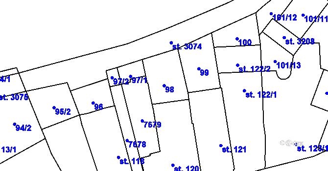 Parcela st. 98 v KÚ Napajedla, Katastrální mapa