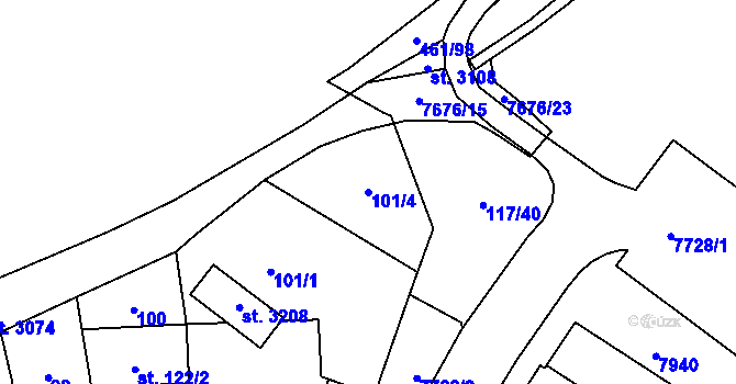 Parcela st. 101/4 v KÚ Napajedla, Katastrální mapa