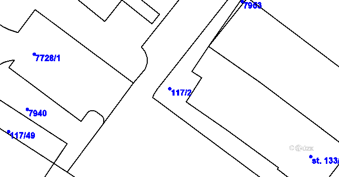 Parcela st. 117/2 v KÚ Napajedla, Katastrální mapa