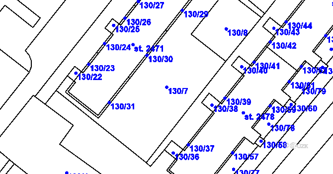 Parcela st. 130/7 v KÚ Napajedla, Katastrální mapa