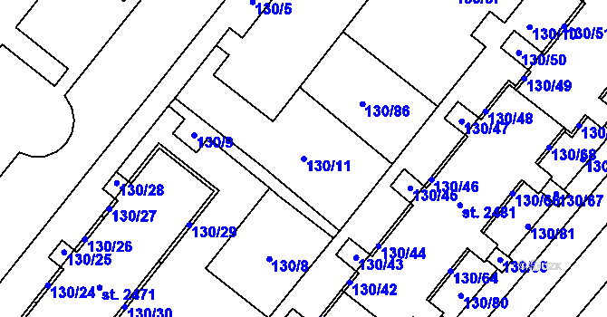 Parcela st. 130/11 v KÚ Napajedla, Katastrální mapa