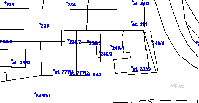 Parcela st. 240/3 v KÚ Napajedla, Katastrální mapa