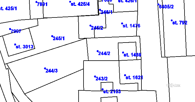 Parcela st. 244/2 v KÚ Napajedla, Katastrální mapa