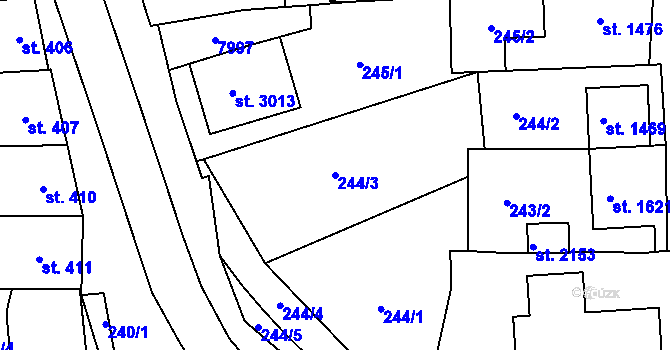 Parcela st. 244/3 v KÚ Napajedla, Katastrální mapa