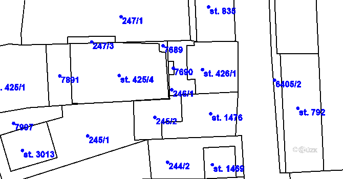 Parcela st. 246/1 v KÚ Napajedla, Katastrální mapa
