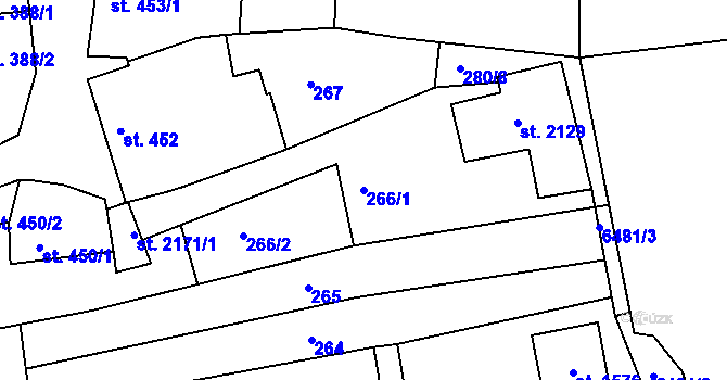 Parcela st. 266/1 v KÚ Napajedla, Katastrální mapa
